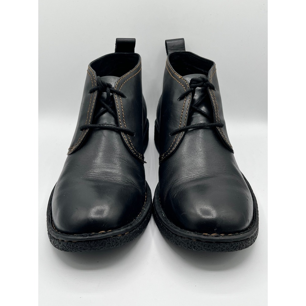 Born Hemlock Black Leather Chukka Desert Boots Men Sz 10M H57403 Contrast Stitch